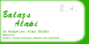 balazs alapi business card